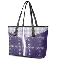 Purple Hawaii Paniolo Quilt Motif Leather Tote Bag LT05 - Polynesian Pride