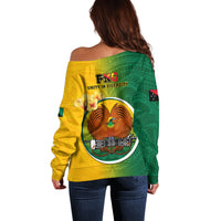 Papua New Guinea Enga Province Off Shoulder Sweater Mix Coat Of Arms Polynesian Pattern LT05 - Polynesian Pride