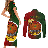 Personalized Papua New Guinea Chimbu Province Couples Matching Short Sleeve Bodycon Dress and Long Sleeve Button Shirts Mix Coat Of Arms Polynesian Pattern LT05 - Polynesian Pride