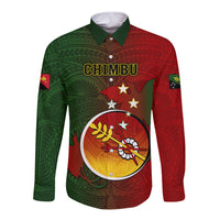 Personalized Papua New Guinea Chimbu Province Long Sleeve Button Shirt Mix Coat Of Arms Polynesian Pattern LT05 Unisex Red - Polynesian Pride
