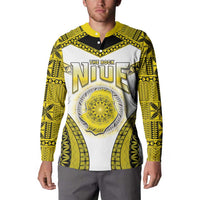 Personalised Niue The Rock Of Polynesia Button Sweatshirt Peniamina Gospel Day Yellow Version LT05 - Polynesian Pride