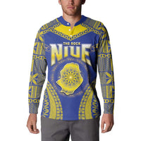 Personalised Niue The Rock Of Polynesia Button Sweatshirt Peniamina Gospel Day Blue Version LT05 - Polynesian Pride