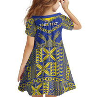 Personalised Niue The Rock Of Polynesia Family Matching Off The Shoulder Long Sleeve Dress and Hawaiian Shirt Peniamina Gospel Day Blue Version