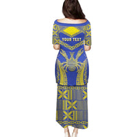 Personalised Niue The Rock Of Polynesia Family Matching Puletasi and Hawaiian Shirt Peniamina Gospel Day Blue Version