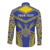 Personalised Niue The Rock Of Polynesia Long Sleeve Button Shirt Peniamina Gospel Day Blue Version