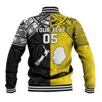 Custom New Zealand Maori And Niue Hiapo Baseball Jacket Lizard And Coconut Crab Together LT05 - Polynesian Pride