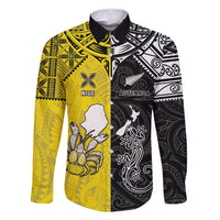 Custom New Zealand Maori And Niue Hiapo Family Matching Off Shoulder Maxi Dress and Hawaiian Shirt Lizard And Coconut Crab Together