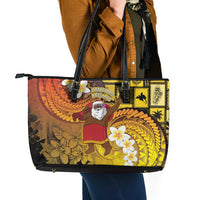 Papua New Guinea Retro Christmas Leather Tote Bag Hamamas Krismas LT05 - Polynesian Pride
