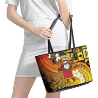 Papua New Guinea Retro Christmas Leather Tote Bag Hamamas Krismas LT05 - Polynesian Pride