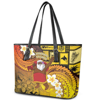 Papua New Guinea Retro Christmas Leather Tote Bag Hamamas Krismas LT05 - Polynesian Pride
