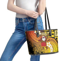 Papua New Guinea Retro Christmas Leather Tote Bag Hamamas Krismas LT05 - Polynesian Pride