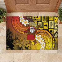 Papua New Guinea Retro Christmas Rubber Doormat Hamamas Krismas - Polynesian Pride