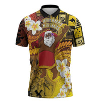 Papua New Guinea Retro Christmas Zipper Polo Shirt Hamamas Krismas LT05 Colorful - Polynesian Pride