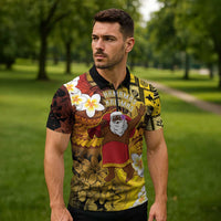 Papua New Guinea Retro Christmas Zipper Polo Shirt Hamamas Krismas LT05 - Polynesian Pride