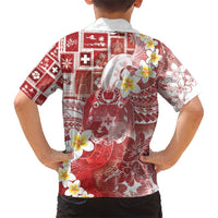 Tonga Christmas Family Matching Short Sleeve Bodycon Dress and Hawaiian Shirt Kilisimasi Fiefia Retro Style Red - Polynesian Pride