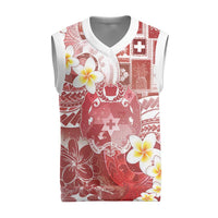 Tonga Christmas Knitted V-Neck Vest Kilisimasi Fiefia Retro Style Red - Polynesian Pride