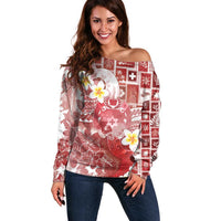 Tonga Christmas Off Shoulder Sweater Kilisimasi Fiefia Retro Style Red - Polynesian Pride