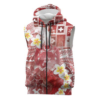 Tonga Christmas Sleeveless Zip Hoodie Kilisimasi Fiefia Retro Style Red LT05 Red - Polynesian Pride