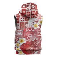 Tonga Christmas Sleeveless Zip Hoodie Kilisimasi Fiefia Retro Style Red LT05 - Polynesian Pride