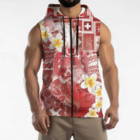 Tonga Christmas Sleeveless Zip Hoodie Kilisimasi Fiefia Retro Style Red LT05 - Polynesian Pride