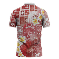 Tonga Christmas Zipper Polo Shirt Kilisimasi Fiefia Retro Style Red - Polynesian Pride