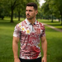 Tonga Christmas Zipper Polo Shirt Kilisimasi Fiefia Retro Style Red - Polynesian Pride