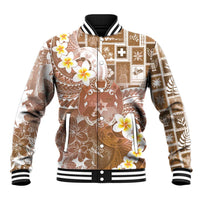 Tonga Christmas Baseball Jacket Kilisimasi Fiefia Retro Style Brown - Polynesian Pride