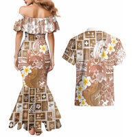 Tonga Christmas Couples Matching Mermaid Dress and Hawaiian Shirt Kilisimasi Fiefia Retro Style Brown - Polynesian Pride