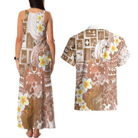 Tonga Christmas Couples Matching Tank Maxi Dress and Hawaiian Shirt Kilisimasi Fiefia Retro Style Brown - Polynesian Pride