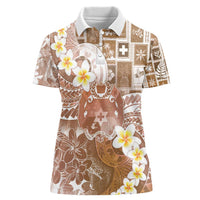 Tonga Christmas Women Polo Shirt Kilisimasi Fiefia Retro Style Brown - Polynesian Pride