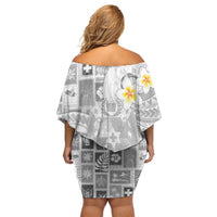 Tonga Christmas Family Matching Off Shoulder Short Dress and Hawaiian Shirt Kilisimasi Fiefia Retro Style White - Polynesian Pride