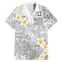 Tonga Christmas Family Matching Short Sleeve Bodycon Dress and Hawaiian Shirt Kilisimasi Fiefia Retro Style White - Polynesian Pride