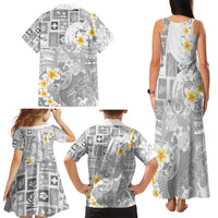 Tonga Christmas Family Matching Tank Maxi Dress and Hawaiian Shirt Kilisimasi Fiefia Retro Style White - Polynesian Pride