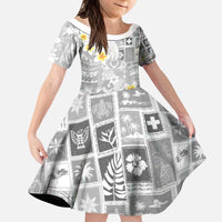 Tonga Christmas Kid Short Sleeve Dress Kilisimasi Fiefia Retro Style White - Polynesian Pride