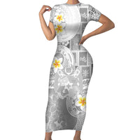 Tonga Christmas Short Sleeve Bodycon Dress Kilisimasi Fiefia Retro Style White - Polynesian Pride