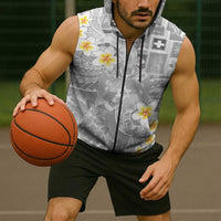 Tonga Christmas Sleeveless Zip Hoodie Kilisimasi Fiefia Retro Style White LT05 - Polynesian Pride