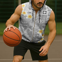 Tonga Christmas Sleeveless Zip Hoodie Kilisimasi Fiefia Retro Style White - Polynesian Pride