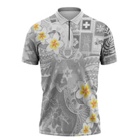 Tonga Christmas Zipper Polo Shirt Kilisimasi Fiefia Retro Style White LT05 White - Polynesian Pride