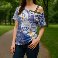 Federated States Of Micronesia Christmas Cross Shoulder Shirt Retro Style Bright Version - Polynesian Pride