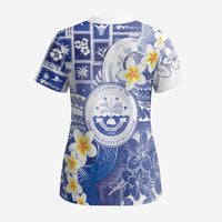 Federated States Of Micronesia Christmas Scrub Top Retro Style Bright Version - Polynesian Pride