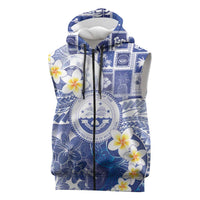 Federated States Of Micronesia Christmas Sleeveless Zip Hoodie Retro Style Bright Version LT05 Blue - Polynesian Pride