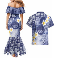 Federated States Of Micronesia Christmas Couples Matching Mermaid Dress and Hawaiian Shirt Retro Style Dark Version - Polynesian Pride