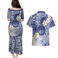 Federated States Of Micronesia Christmas Couples Matching Puletasi and Hawaiian Shirt Retro Style Dark Version - Polynesian Pride