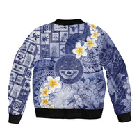 Federated States Of Micronesia Christmas Sleeve Zip Bomber Jacket Retro Style Dark Version - Polynesian Pride