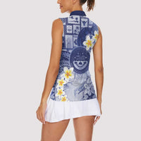 Federated States Of Micronesia Christmas Women Sleeveless Polo Shirt Retro Style Dark Version - Polynesian Pride