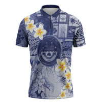 Federated States Of Micronesia Christmas Zipper Polo Shirt Retro Style Dark Version LT05 Navy - Polynesian Pride
