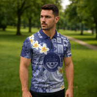 Federated States Of Micronesia Christmas Zipper Polo Shirt Retro Style Dark Version LT05 - Polynesian Pride