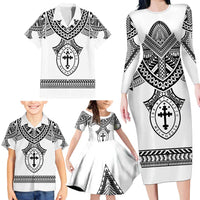 Personalised Melanesian Brotherhood Family Matching Long Sleeve Bodycon Dress and Hawaiian Shirt With Tribal Pattern - Polynesian Pride