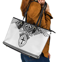Personalised Melanesian Brotherhood Leather Tote Bag With Tribal Pattern - Polynesian Pride