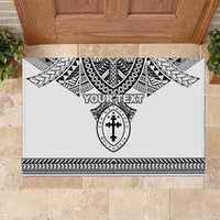 Personalised Melanesian Brotherhood Rubber Doormat With Tribal Pattern LT05 White - Polynesian Pride